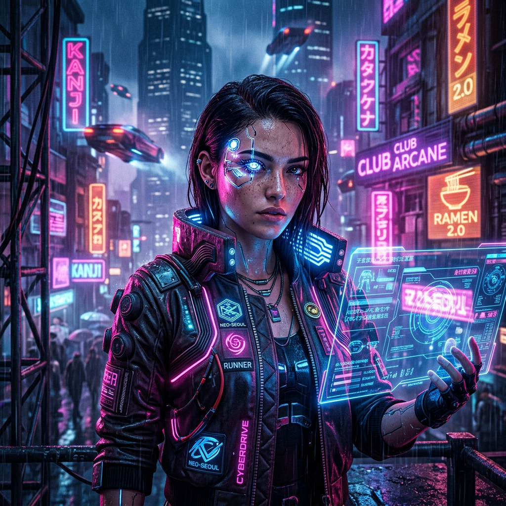 Cyberpunk Neon Night City AI Trend AI portrait