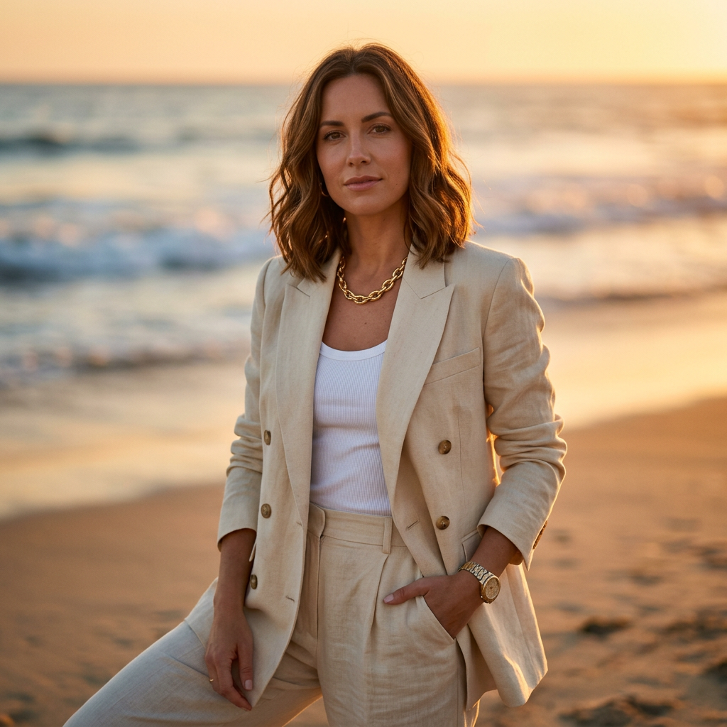 Vogue Cover Gold Hour Beach Executive AI AI portrait